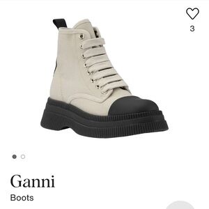 Ganni Beige and Black Lace-Up Boots
